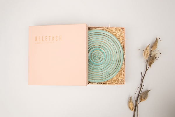 Блюдо Alletash Turquoise Swirl. Эксклюзивный подарок для женщин ручной работы